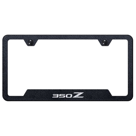 Nissan 350Z Laser Etched Logo Cut-Out License Plate Frame (Rugged Black)