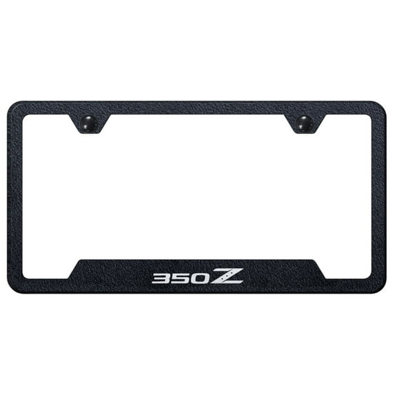 Nissan 350Z Laser Etched Logo Cut-Out License Plate Frame (Rugged Black)