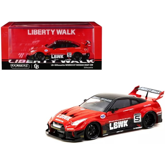 Nissan 35GT-RR LB-Silhouette WORKS GT RHD #5 "Liberty Walk" Red & Black "Hobby43" Series 1/43 Diecast Model Car by Tarmac Works