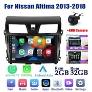 For Nissan Altima 2013-2018 10.1 Android 13 Carplay Android Auto Navigation Bluetooth Radio Video Mirror Link Steering Wheel Control Camera 2G+32G,Black