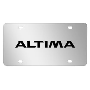 Nissan Altima 3D Black Logo Mirror Chrome Stainless Steel License Plate