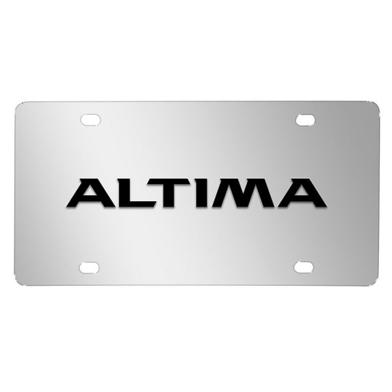 Nissan Altima 3D Black Logo Mirror Chrome Stainless Steel License Plate