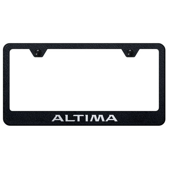 Nissan Altima Laser Etched Logo Stainless Steel License Plate Frame (Rugged Black)