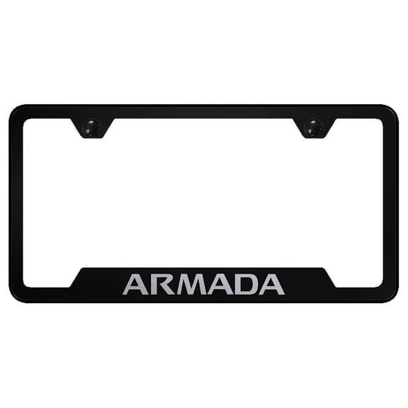 Nissan Armada Laser Etched Logo Cut-Out License Plate Frame (Black)