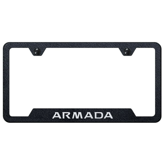 Nissan Armada Laser Etched Logo Cut-Out License Plate Frame (Rugged Black)