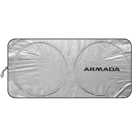 Nissan Armada Universal Fit One-Piece Easy Folding Silver Reflective Fabric Windshield Sun Shade (size: 75.5"x 37.5")
