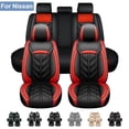 thumbnail image 1 of For Nissan Car Seat Covers 5-Seats Full Set, Waterproof Pu Leather Auto Cushion Protector for Altima LEAF Murano Rogue Sport Sentra Versa Note Maxima Xterra, Black+Red, 1 of 15