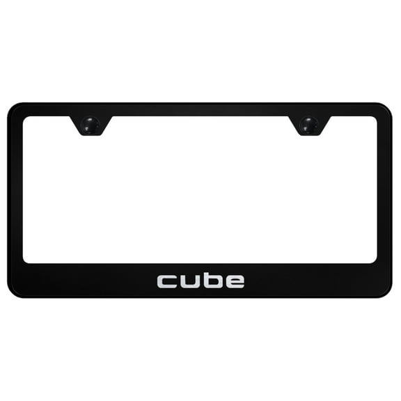 Nissan Cube Laser Etched Logo Stainless Steel License Plate Frame (Black)