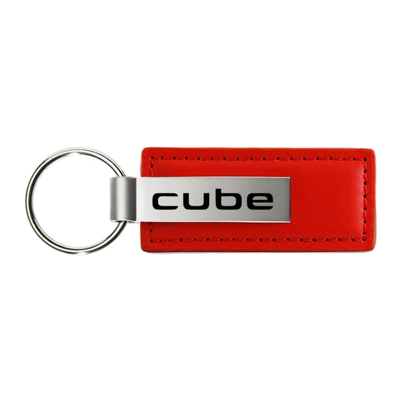 Nissan Cube Rectangular Leather Key chain (Red)