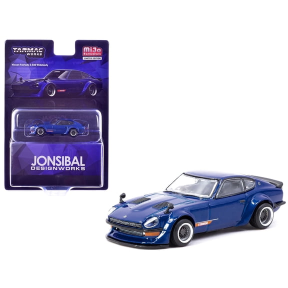 Nissan Fairlady Z S30 Widebody RHD "Designed by Jon Sibal" Blue Metallic "Global64" 1/64 Diecast Model Car by Tarmac Works