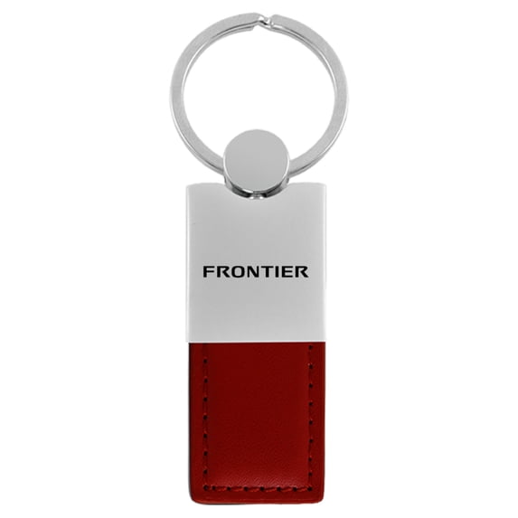 Nissan Frontier Duo Rectangular Leather Key Chain (Burgundy)