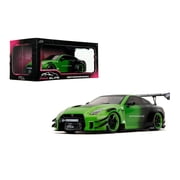 Nissan GT-R R35 Liberty Walk Body Kit 2.0 RHD Green and Matt Black "Pink Slips" Series 1/24 Diecast Model Car by Jada