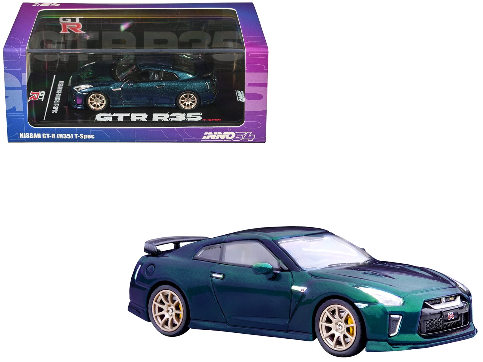 Nissan GT-R (R35) T-Spec RHD (Right Hand Drive) Midnight Purple Metallic  1/64 Diecast Model Car by Inno Models