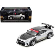 Nissan GT-R R35 Top Secret RHD Right Hand Drive Silver Metallic with Carbon Hood and Top "Tokyo Auto Salon Hong Kong 2025 Event Edition" 1/64 Diecast Model Car by Inno Models