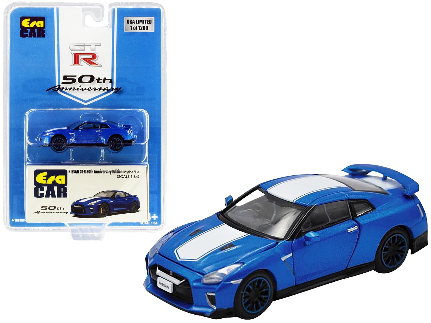 NISSAN GT-R 50th Anniversary ミニカー Nissan GT-R (RHD) Bayside Blue with White Stripe 