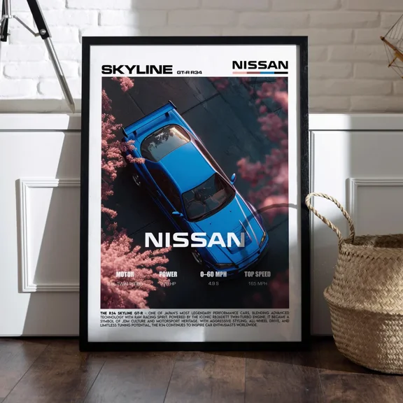Nissan Gtr R35 Poster Jdm Japanese Supercar Garage Office Wall Art Print Home Decor Office Wall Art