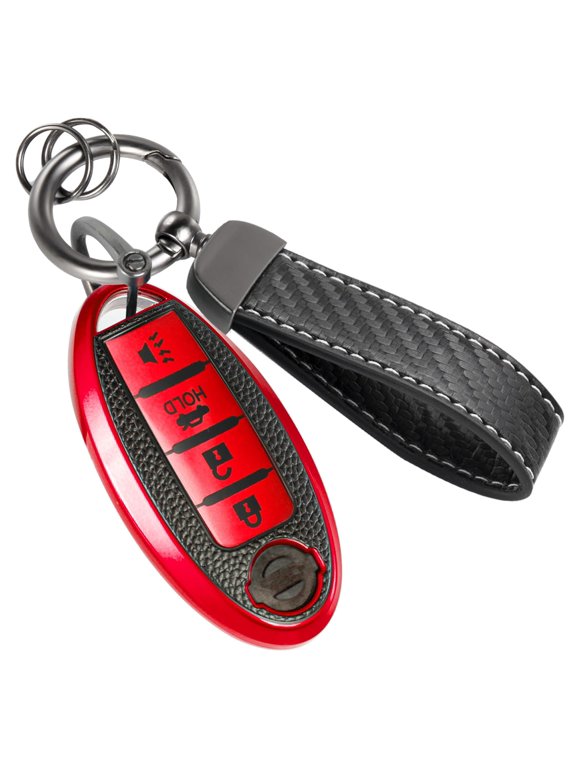 for Nissan Key Fob Cover with Upgraded Anti-lost Luxury Keychains, Fashionable Matte Metallic Silver Soft Case for Altima Rogue Sentra Maxima Armada(4 Button)