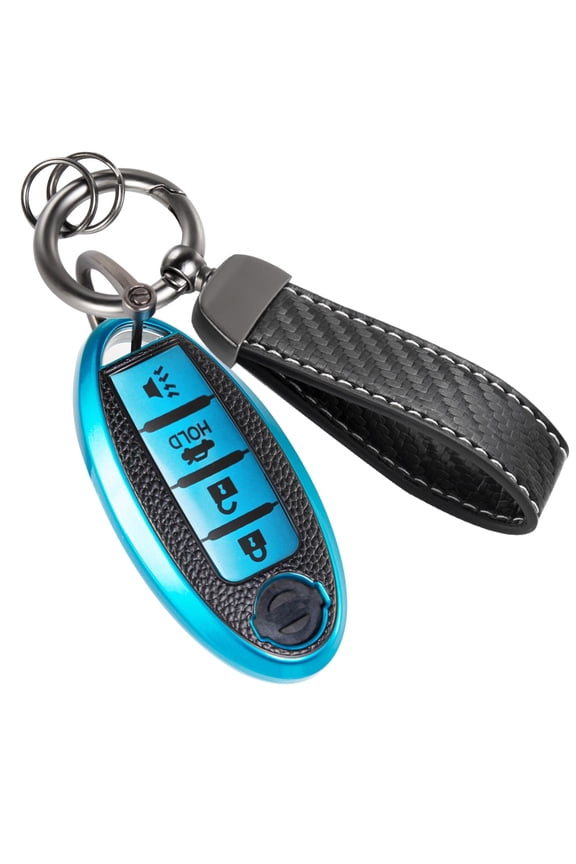 for Nissan Key Fob Cover with Upgraded Anti-lost Luxury Keychains, Fashionable Matte Metallic Silver Soft Case for Altima Rogue Sentra Maxima Armada(4 Button)