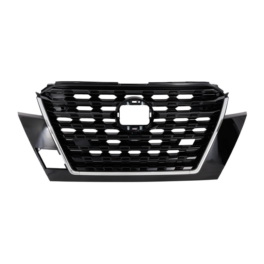 For Nissan Kicks 2021 2022 2023 2024 Grille | With Chrome Molding | Painted Black Shell And Insert | S/SV Models | Replacement For NI1200324 | 623105R05A