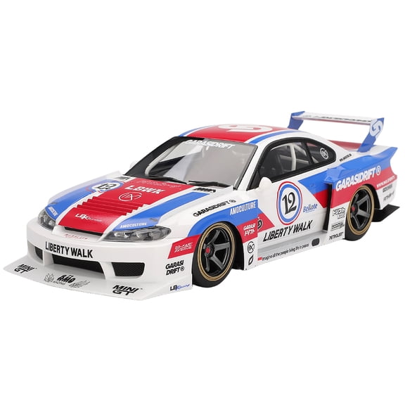 Nissan "LB-Super Silhouette" S15 SILVIA RHD #12 "GARASIDRIFT" White with Red and Blue Graphics 1/18 Model Car by Top Speed