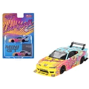 Nissan LB-Super Silhouette S15 SILVIA RHD Yellow and Blue with Pink Graphics Limited Edition 1/64 Diecast Model Car by Mini GT