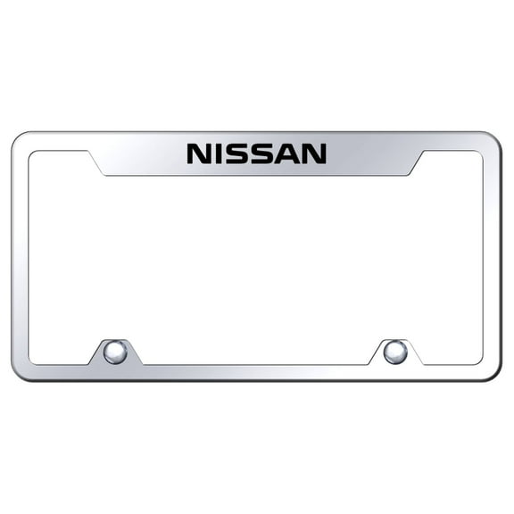Nissan Laser Etched Stainless Steel Truck Cut-Out License Plate Frame (Chrome)