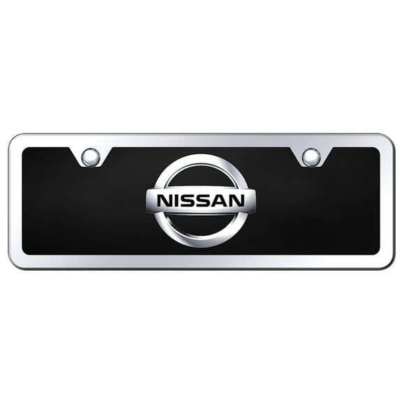 Nissan Logo Acrylic Mini License Plate Kit (Chrome on Black)