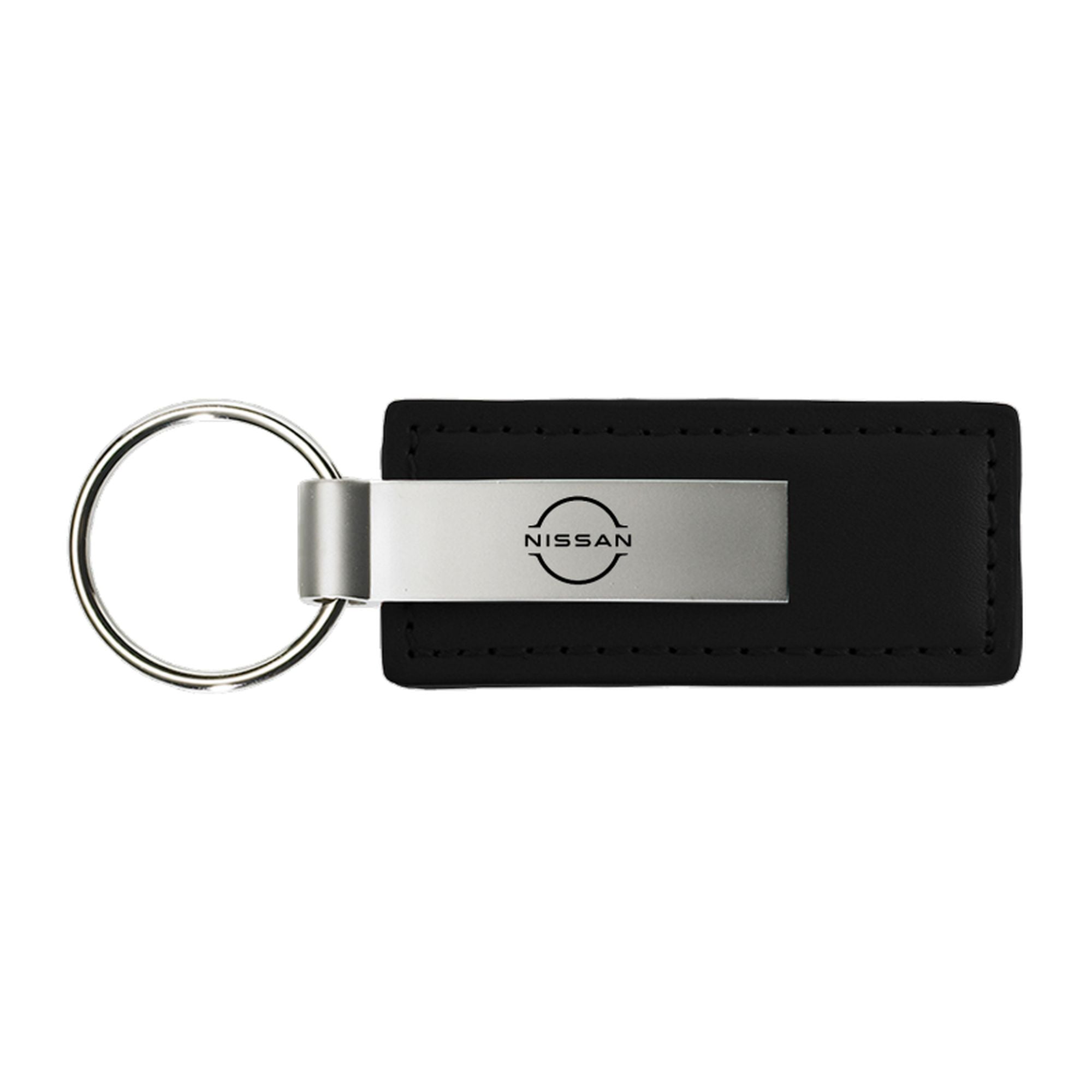 Nissan Logo Rectangular Leather Key chain (Black)
