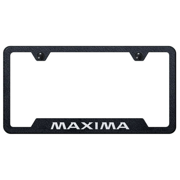 Nissan Maxima Laser Etched Logo Cut-Out License Plate Frame (Rugged Black)