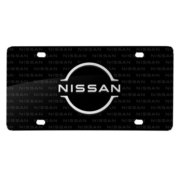 Nissan New 3D Logo on Nissan Pattern Black Aluminum License Plate