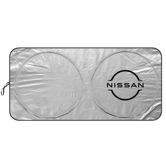 Nissan New Logo Universal Fit One-Piece Easy Folding Silver Reflective Fabric Windshield Sun Shade (size: 75.5"x 37.5")