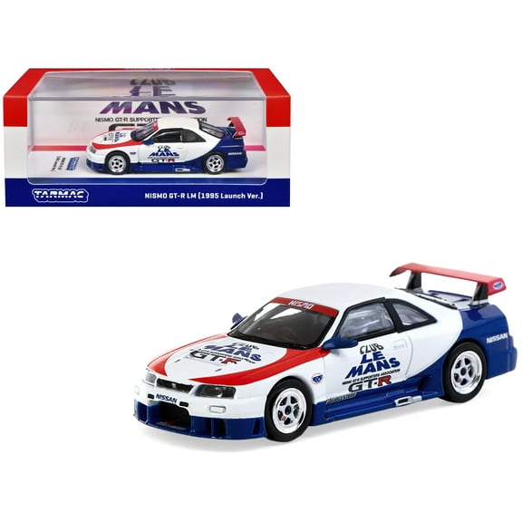 Nissan Nismo GT-R LM RHD "1995 Launch Version" White with Red and Blue "Hobby64" Series 1/64 Diecast Model Car by Tarmac Works