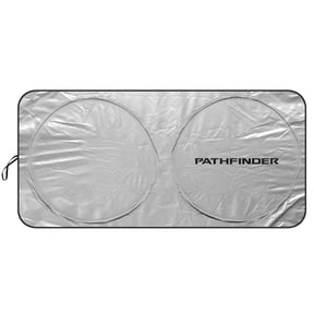 Nissan Pathfinder Universal Fit One-Piece Easy Folding Silver Reflective Fabric Windshield Sun Shade (size: 64"x 32")