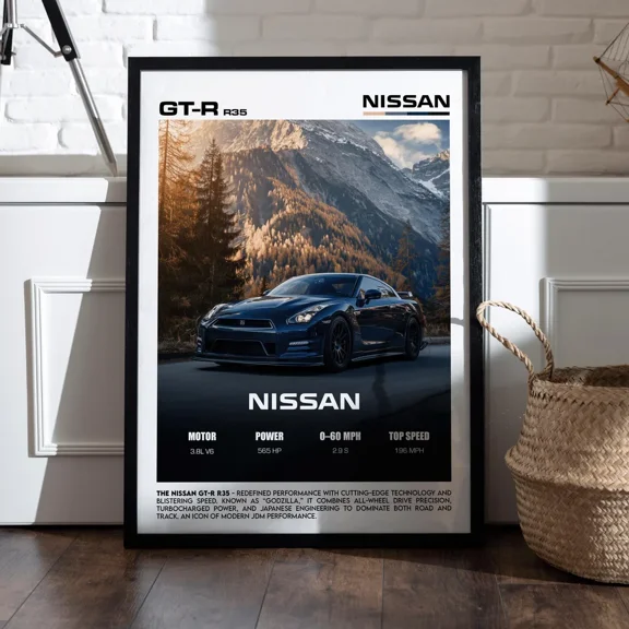 Nissan R35 Gtr Poster Jdm Racing Car Garage Office Wall Art Print Home Decor Office Wall Art