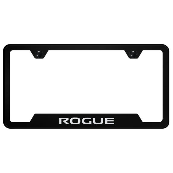 Nissan Rogue Laser Etched Logo Cut-Out License Plate Frame (Black)