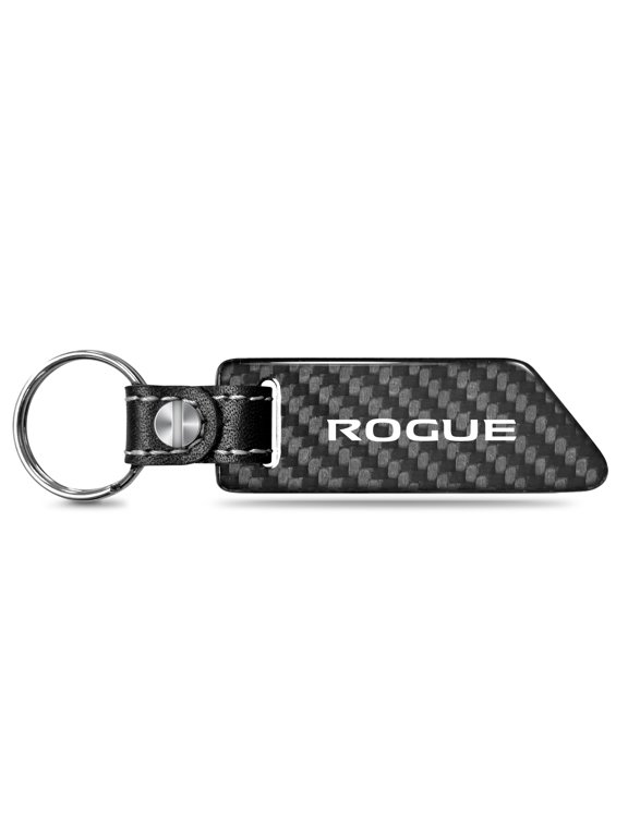 Nissan Rogue Real Carbon Fiber Blade Style with Black Leather Strap Key Chain