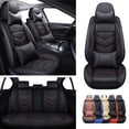 thumbnail image 1 of For Nissan Sentra Car Seat Cover, PU Leather 5 Seats Auto Cushion Protector with Pillow, Front Rear Full Set for Murano | Rogue | Versa Black w/ Red Line, 1 of 14