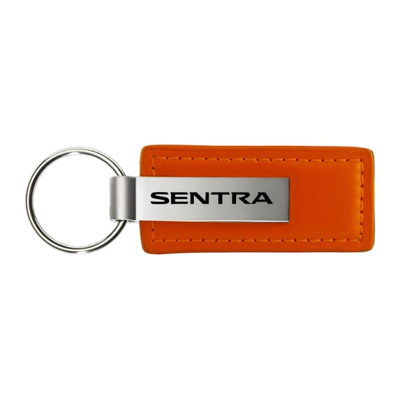 Nissan Sentra Rectangular Leather Key chain (Orange)