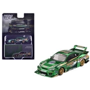 Nissan Silvia S15 LB-Super Silhouette RHD Fausto Racing 2024 Green Metallic Limited Ed 1/64 Diecast Model Car by Mini GT