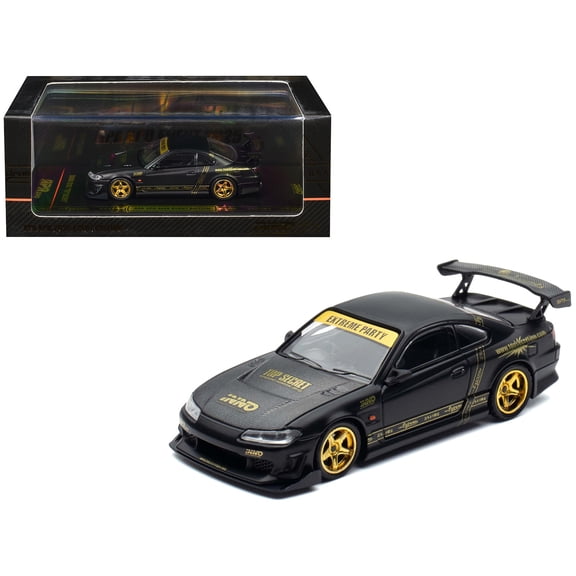 Nissan Silvia (S15) RHD Matt Black w/Carbon Hood "APA XPO 2025 Event Ed VIP Ticket Bundle" 1/64 Diecast Model Car by Inno Models