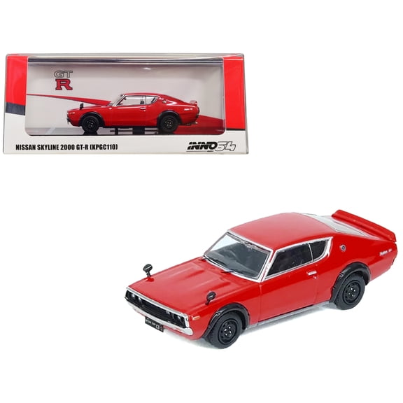 Nissan Skyline 2000 GT-R (KPGC110) RHD (Right Hand Drive) Red 1/64 Diecast Model Car by Inno Models