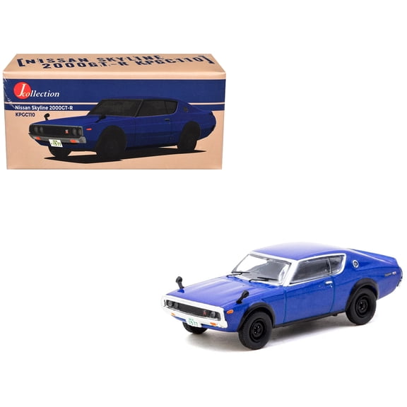 Nissan Skyline 2000GT-R KPGC110 RHD (Right Hand Drive) Blue Metallic "J Collection" Series 1/64 Diecast Model by Tarmac Works