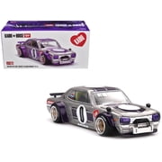 Nissan Skyline 2000GT-R Kaido Works V1 RHD #0 Silver Metallic with Purple Kaido House 1/64 Diecast Model Car by Mini GT