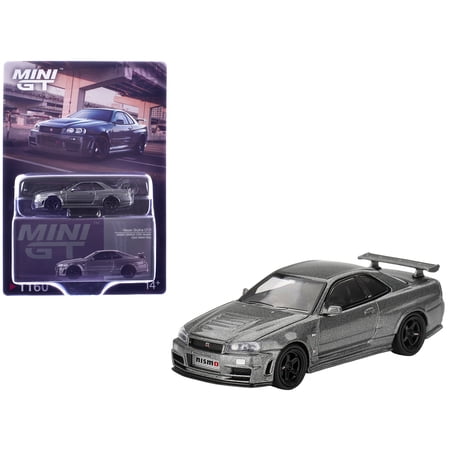 Nissan Skyline GT-R (NISMO BNR34 CRS Version) RHD Dark Metal Gray Metallic Limited Edition 1/64 Diecast Model Car by Mini GT