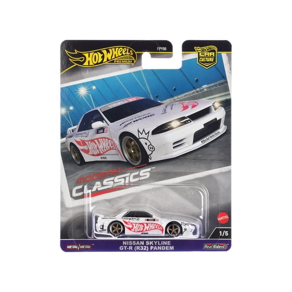 Nissan Skyline GT-R (R32) "Pandem" White with "Hot Wheels" Logo "Modern Classics" Series Diecast Model Car by Hot Wheels