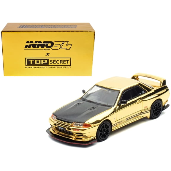 Nissan Skyline GT-R (R32) RHD Chrome Gold w/Carbon Hood "The Model Car Show Malaysia 2025" 1/64 Diecast Model Car by Inno Models