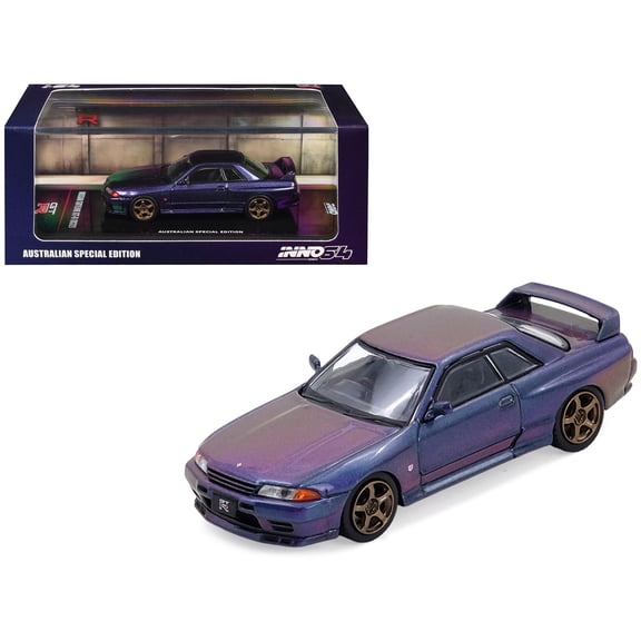 Nissan Skyline GT-R (R32) RHD Midnight Purple Metallic "Australian Special Edition" 1/64 Diecast Model Car by Inno Models