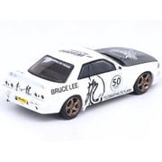 Nissan Skyline GT-R R32 RHD Right Hand Drive White with Black Hood Bruce Lee Legacy 50 Year Anniversary 1/64 Diecast Model Car by Inno Models