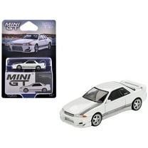Nissan Skyline GT-R (R32) RHD "Veilside Combat C-I" White with Gray Stripes Limited Edition 1/64 Diecast Model Car by Mini GT
