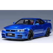 Nissan Skyline GT-R R34 Nismo Z-TUNE RHD Right Hand Drive Bayside Blue 1/18 Model Car by Autoart